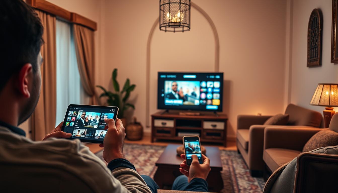 Personne regardant IPTV sur différents appareils au Maroc
