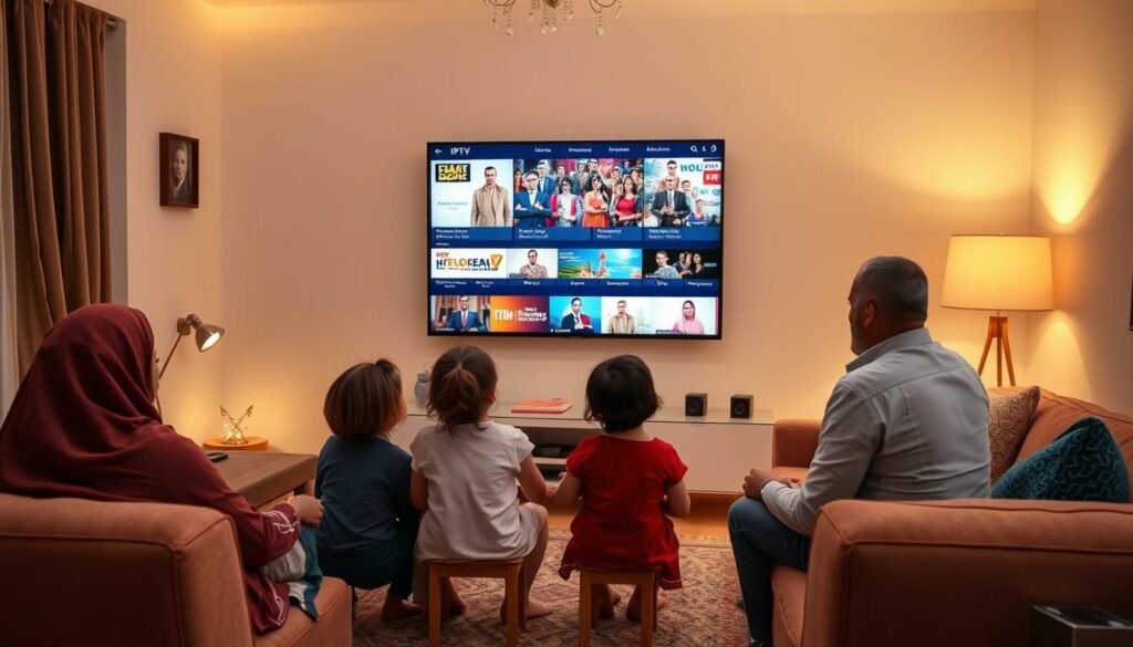 Famille profitant d'un abonnement IPTV Maroc Famille profitant d'un abonnement IPTV Maroc